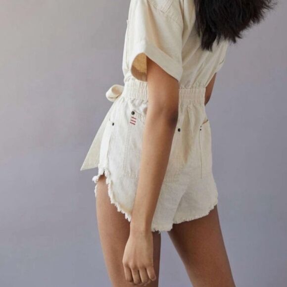 NWT BDG Urban Outfitters Rompers Shorts Beige Cotton Size S P - Picture 6 of 9